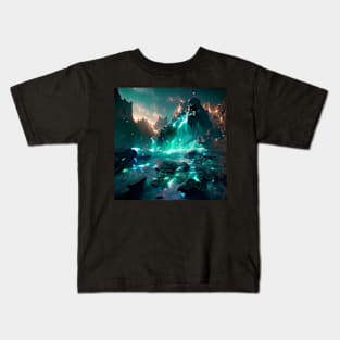 Fantasy Emerald waterfall Kids T-Shirt